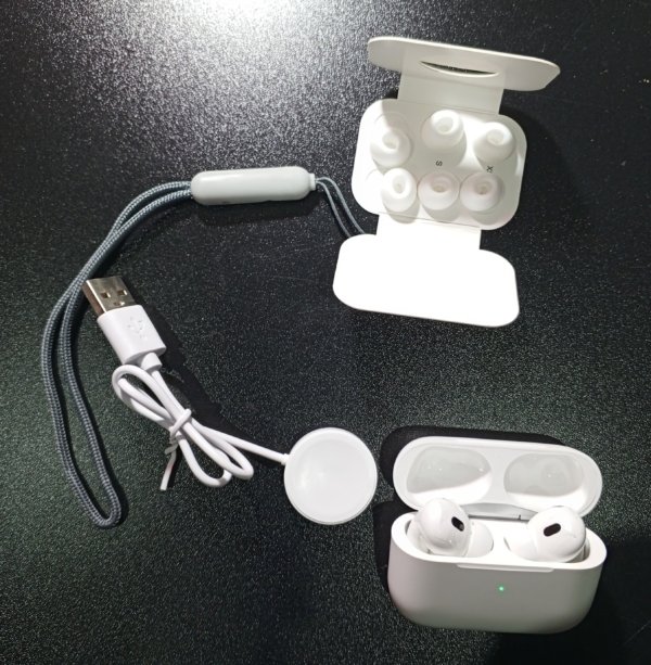 AirPods 2 Pro (Japan Imported) – White, featuring Active Noise Cancellation and Spatial Audio for an immersive sound experience.